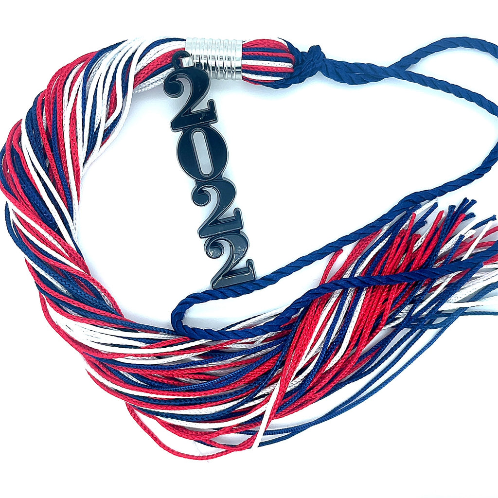 Stacked Black Souvenir Tassel - Red, White And Blue