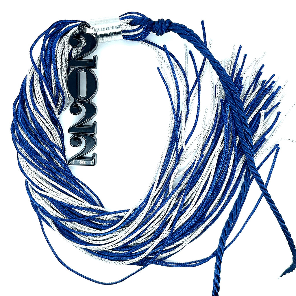 Stacked Souvenir Tassel - Blue and Grey - Black Drop Date