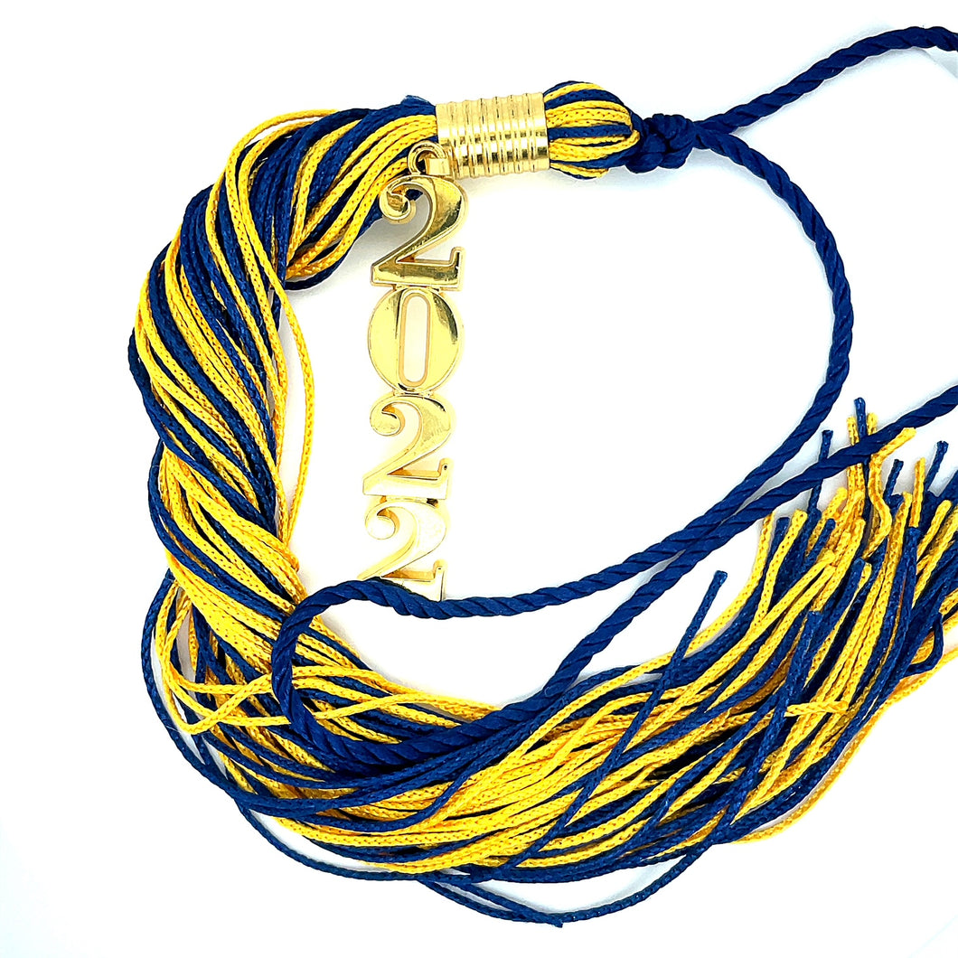 Stacked Gold Souvenir Tassel - Navy Blue and Tiffany Gold