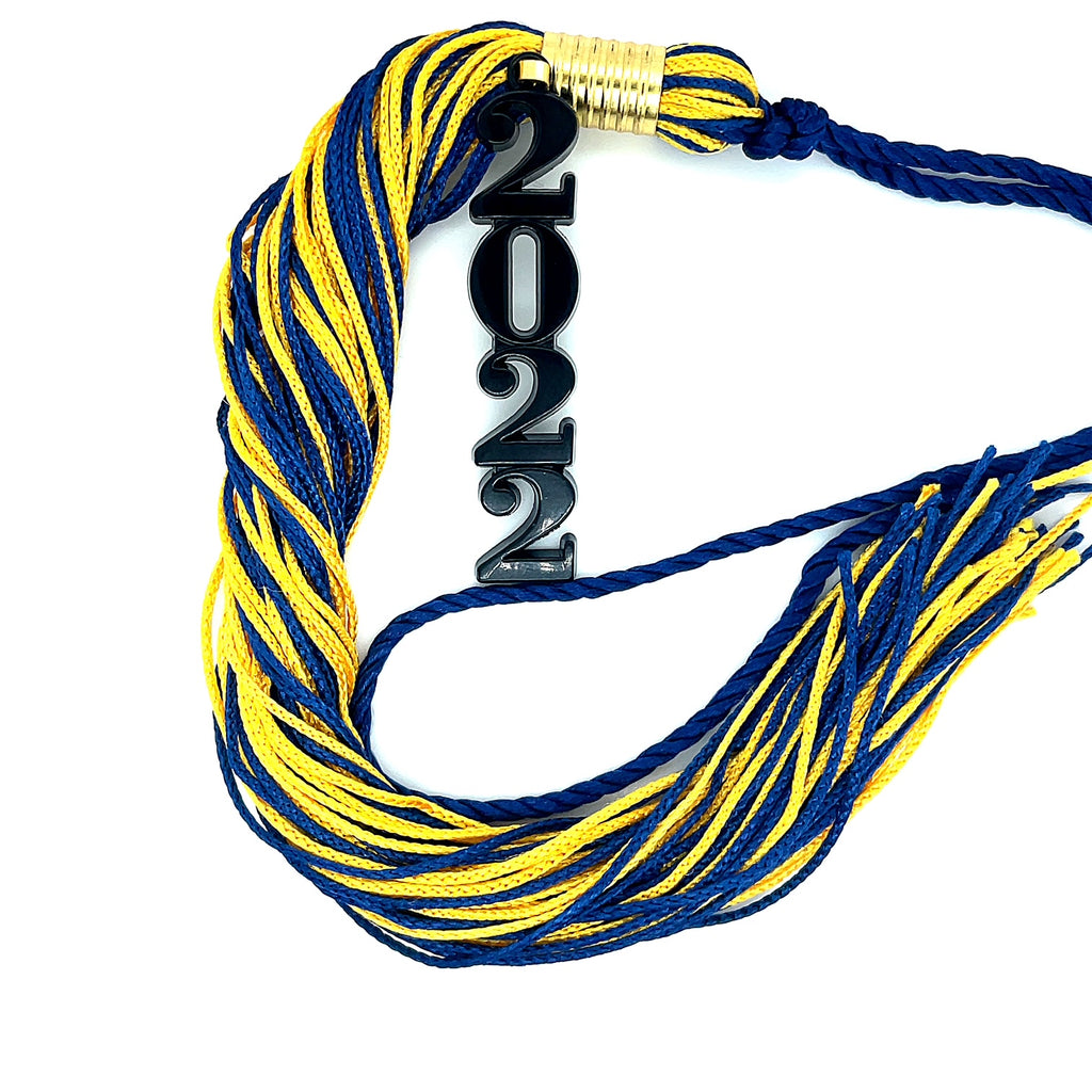 Stacked Black Souvenir Tassel - Navy Blue and Tiffany Gold